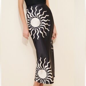 Black and White Sunburst Midi Skirt